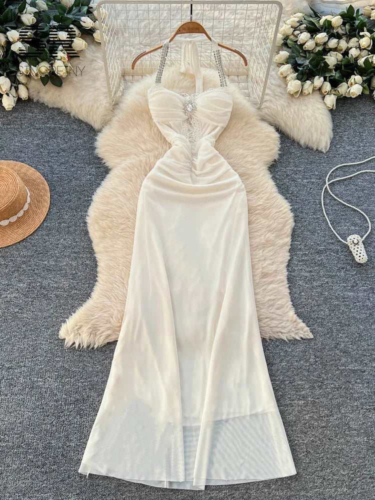 Diamonds Halter Mesh Dress
