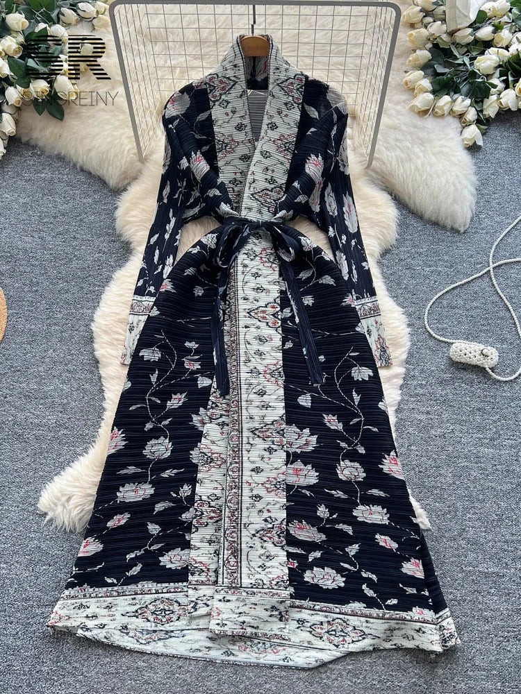 Pleated Art Print Dress