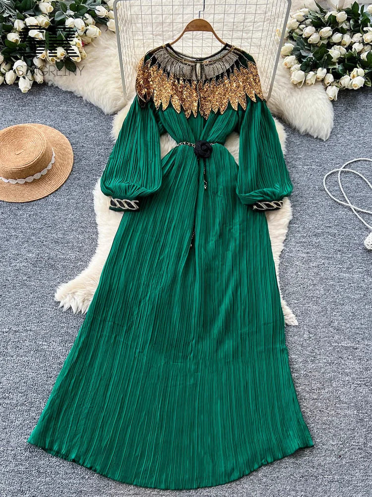 Sequins Pleated Beading Dress