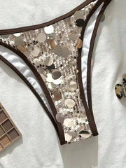 Shiny Sequin Coffee Bikini Set