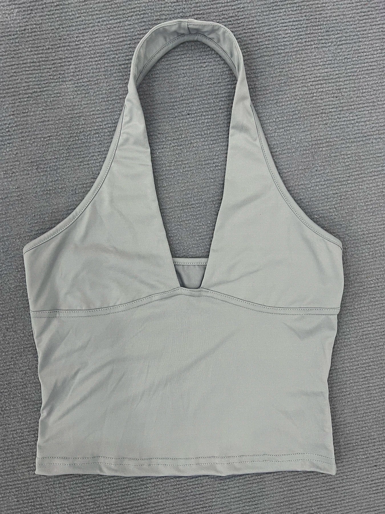 Halter Deep V Neck Crop Tank Tops