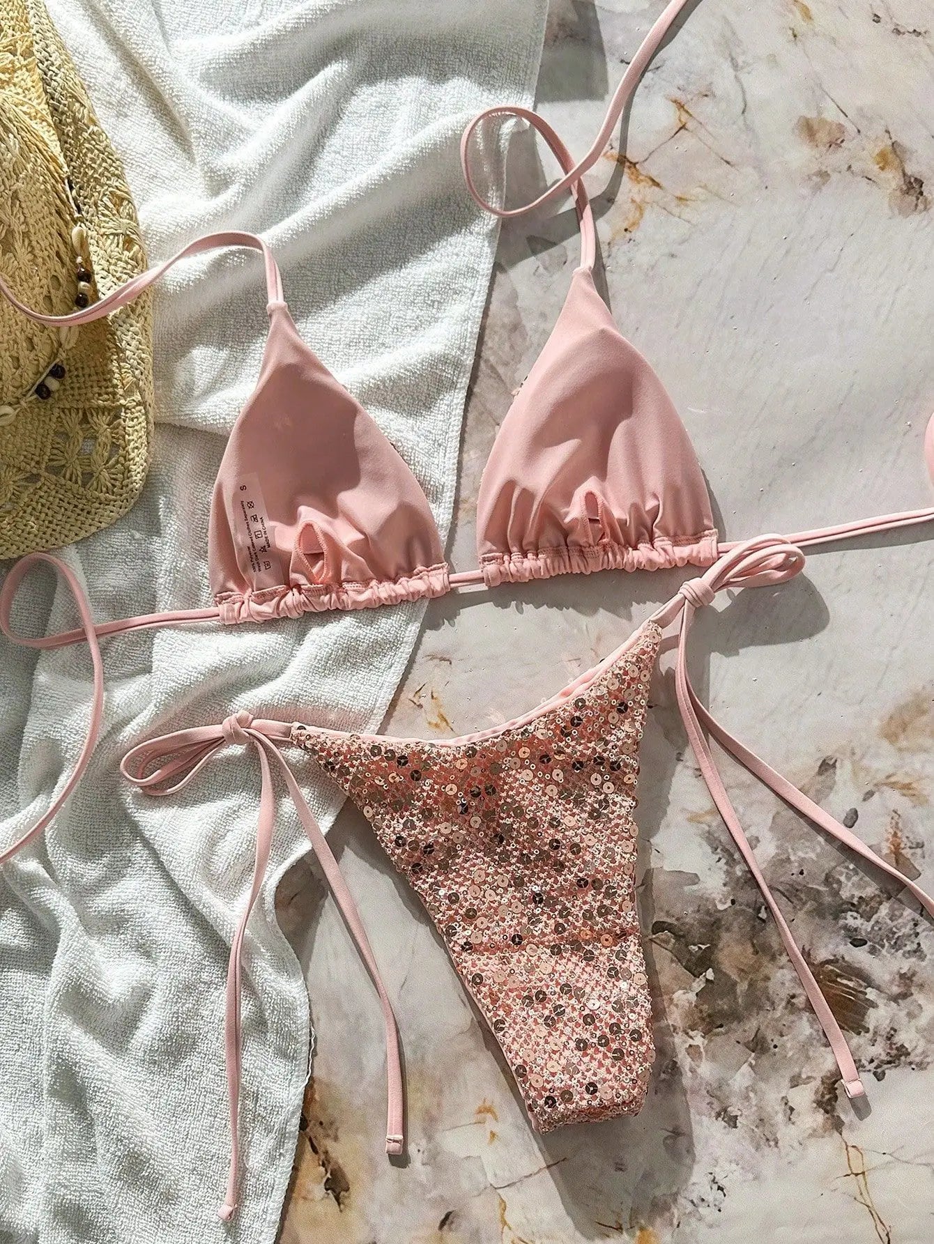 Shiny Sequin Pink Micro Bikini
