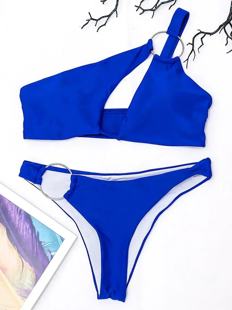 Asymmetric One Shoulder Cut Out Bikini