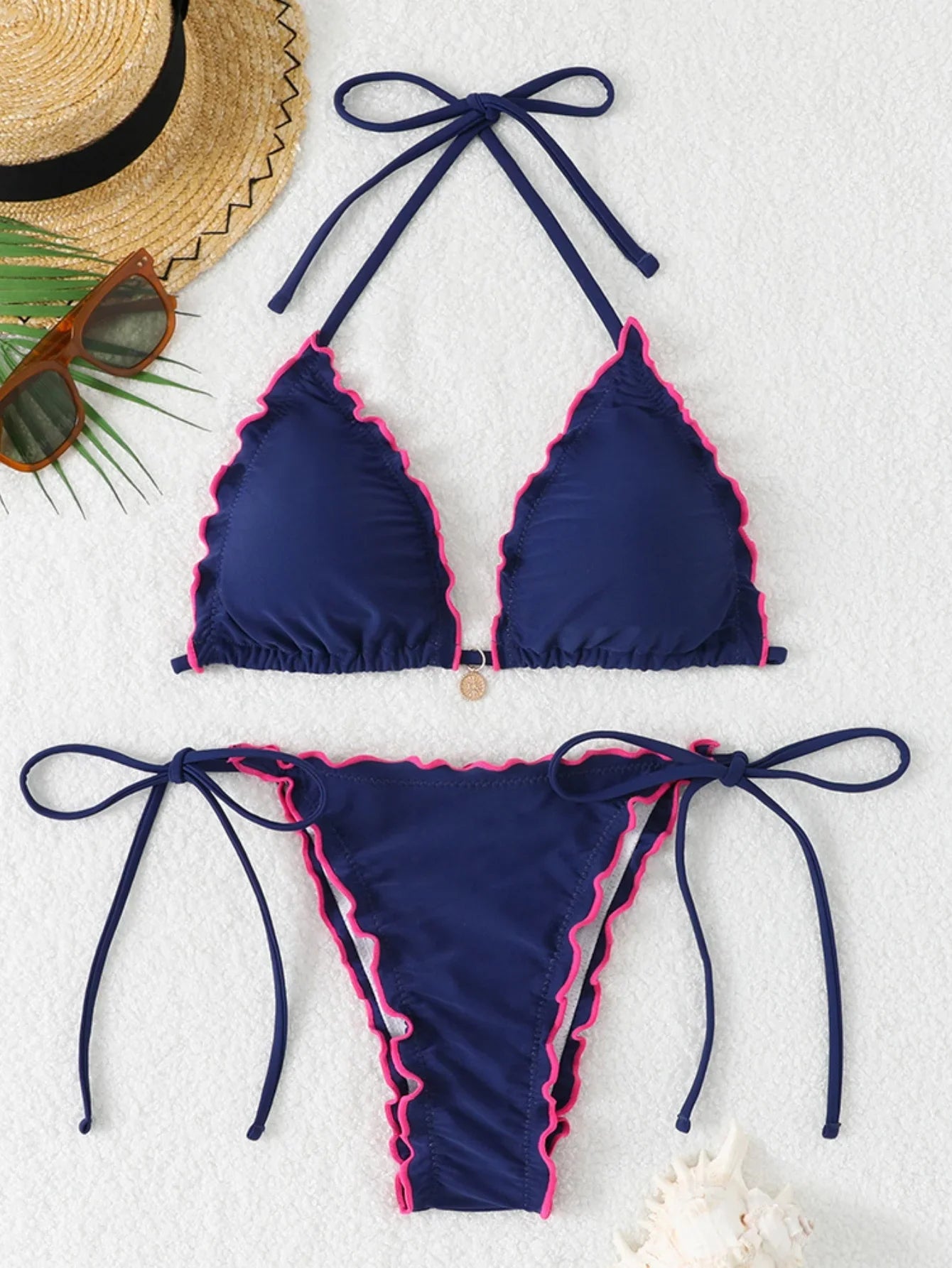 Sexy White Black Patchwork Bikini Set