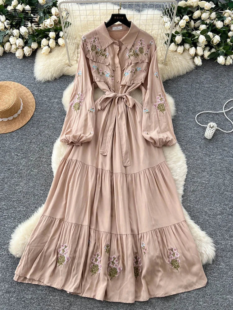 Embroidered Large Swing Dress