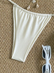 Sexy White Metal Starfish Shell Ornament Bikini Set