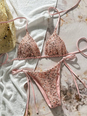 Shiny Sequin Pink Micro Bikini