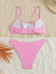 Sexy Pink Striped Micro Bikini