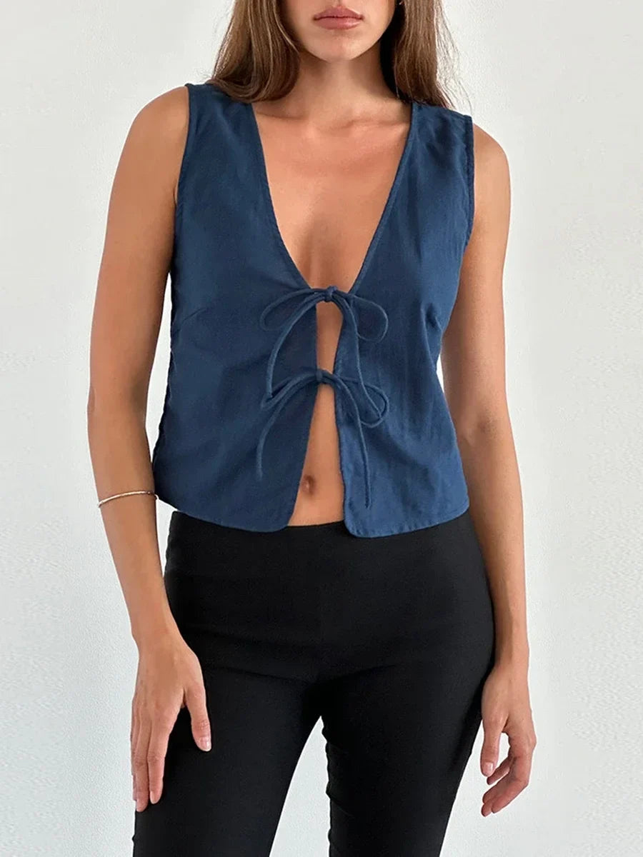 Bow Ties Sleeveless Crop Top