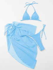 Sexy Mesh Skirt 3 Piece Bikini Set