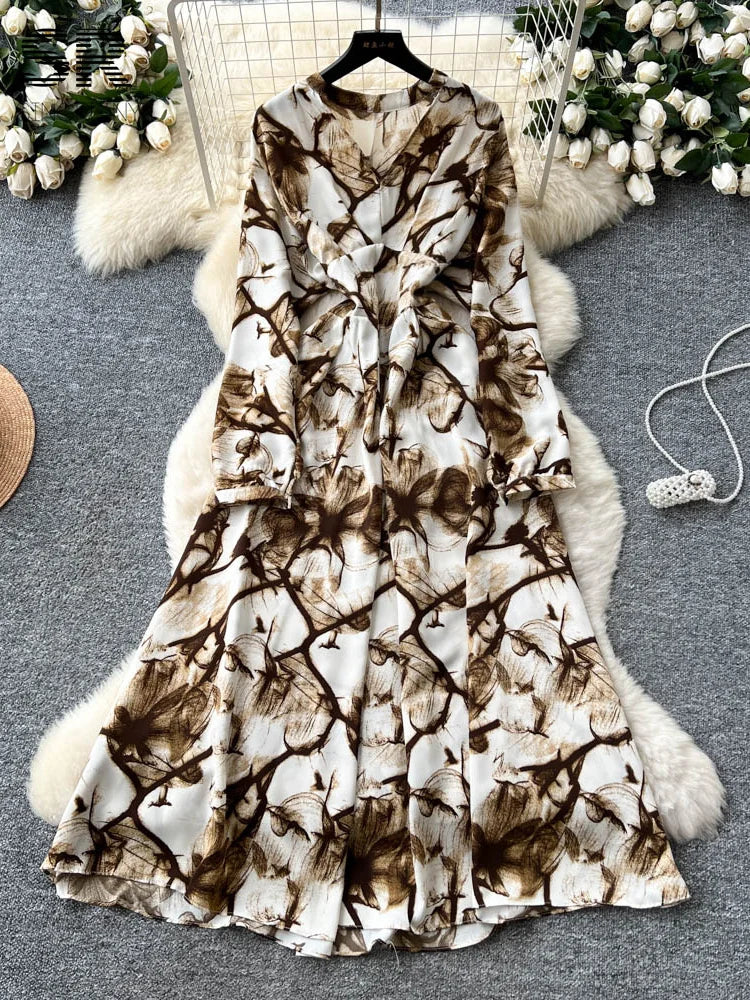 Vintage Print Large Swing Dress
