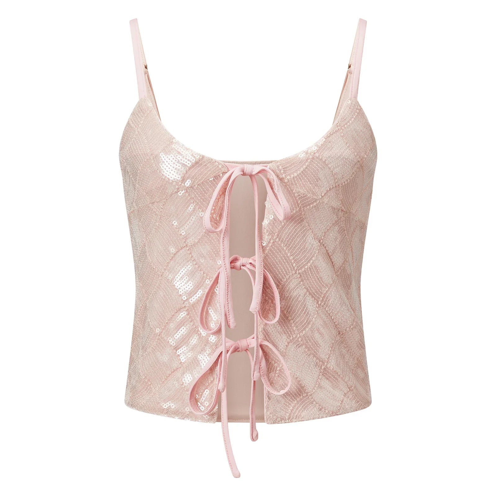 Solid Color Spaghetti Strap Front Cutout Crop Tank Tops