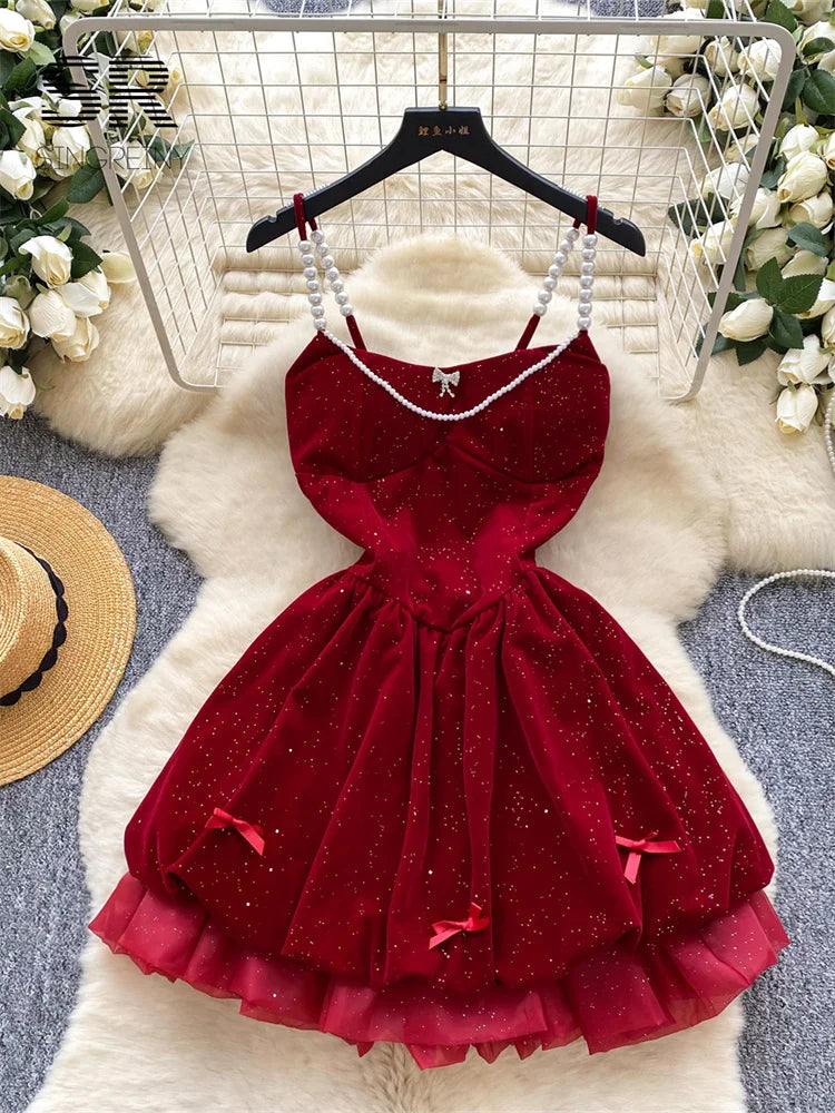 Pearl Velvet Mini Dress