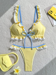 Sexy Yellow Pink Bikini Set