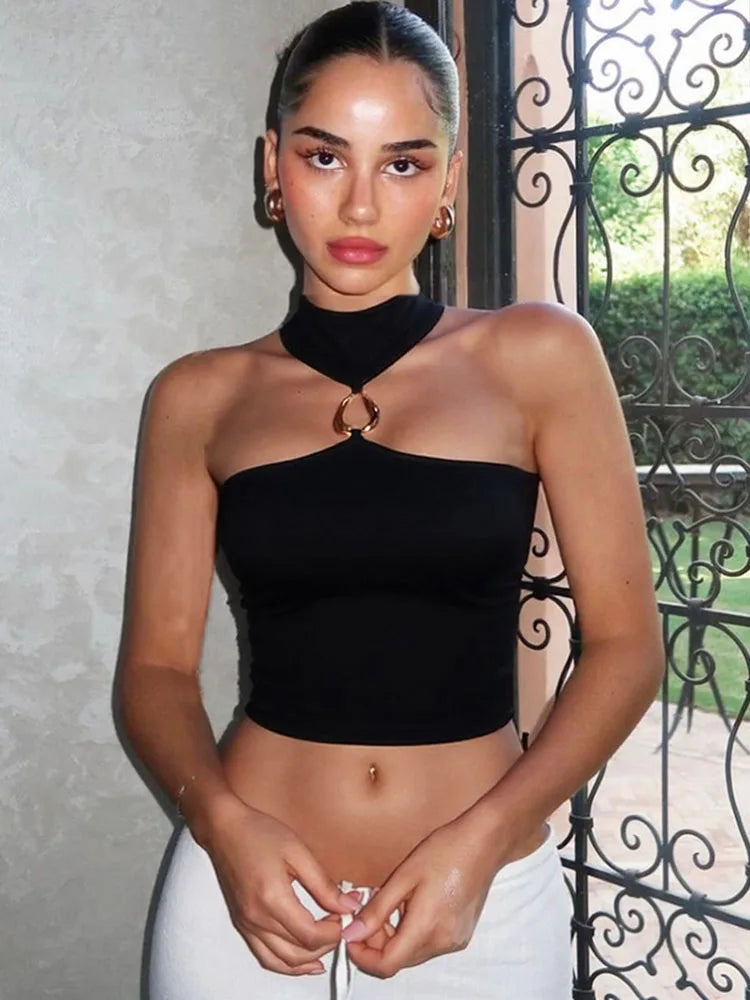 Metal Buckle Decoration Tank Tops
