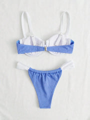 Sexy Blue Patchwork Micro Bikini