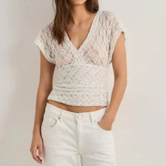 Sexy Lace Floral Sheer Slim Top