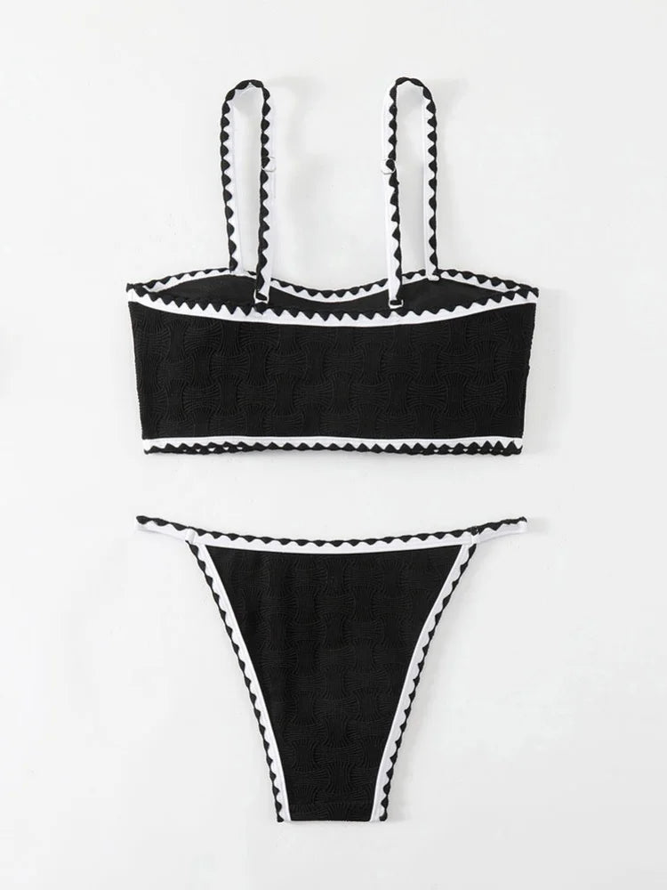 Sexy Black Patchwork Bikini Set