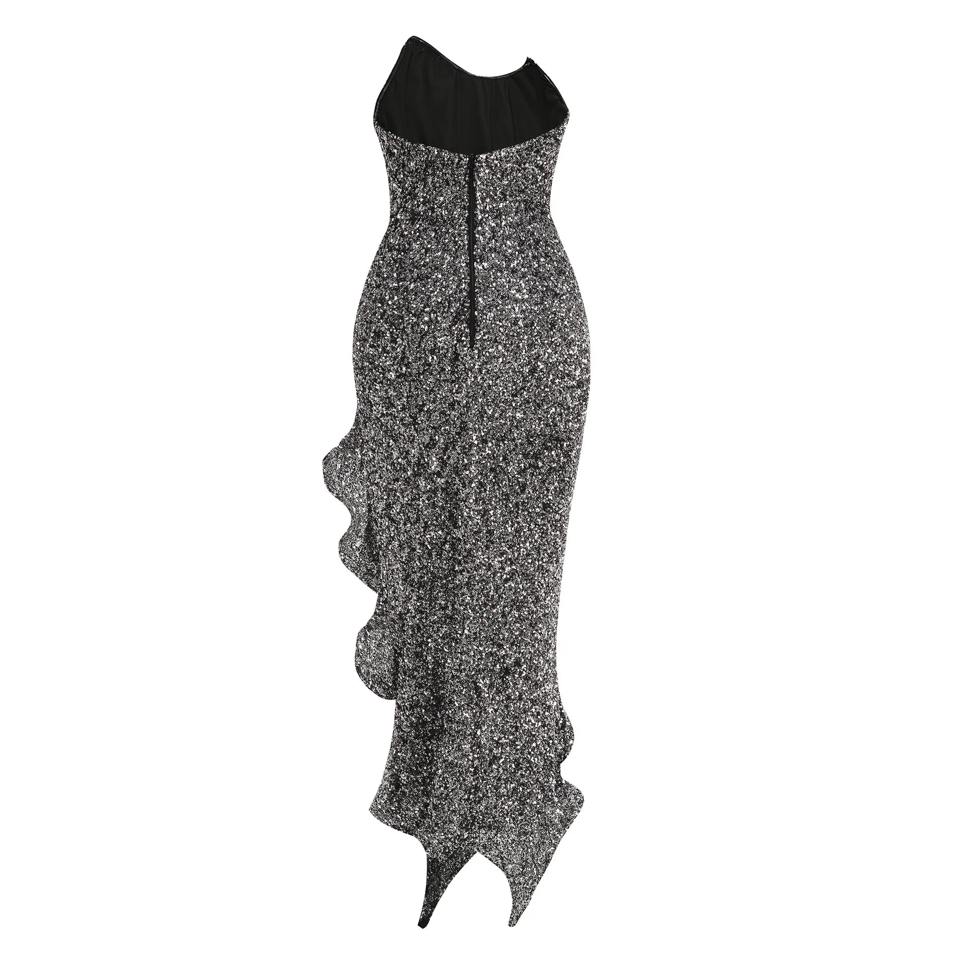 Sexy Sequins Strapless Evening Midi Dress