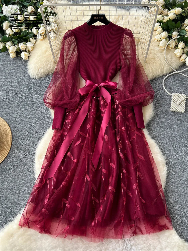 Autumn Embroidery Party Evening Dress