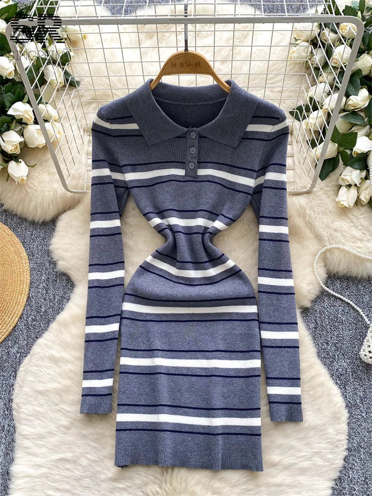 Vintage Stripe Sweater Dress
