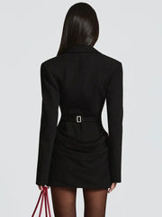 Double Layer Ruched Sexy Blazer Dress