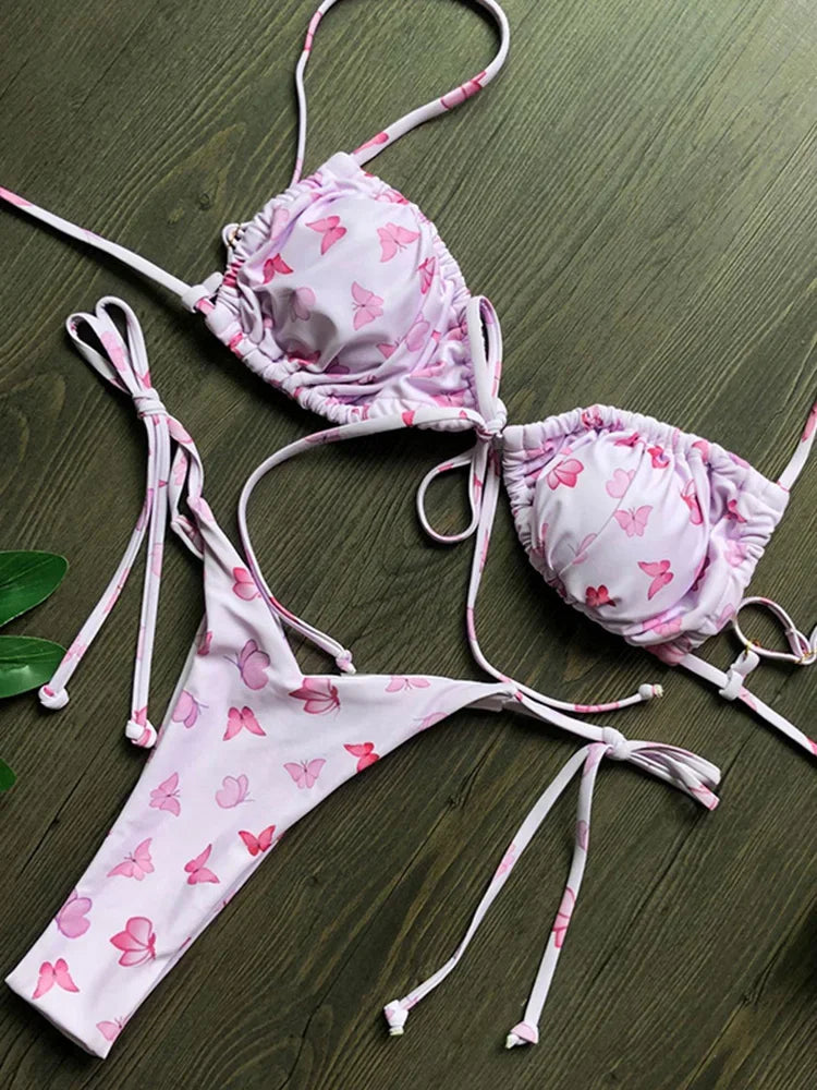 Sexy Ruffle Frilled Micro Thong Bikini