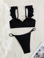 Sexy Ruffles Pleate Strap Push Up Bikini Set