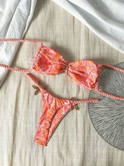 Sexy Orange Shell Print Micro Bikini