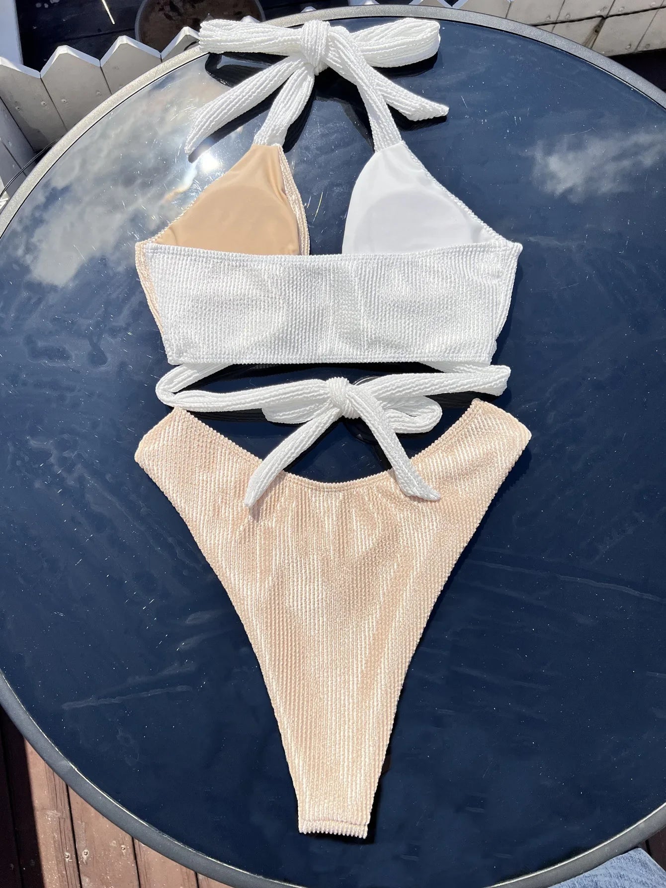 Sexy White Khaki Patchwork Bikini