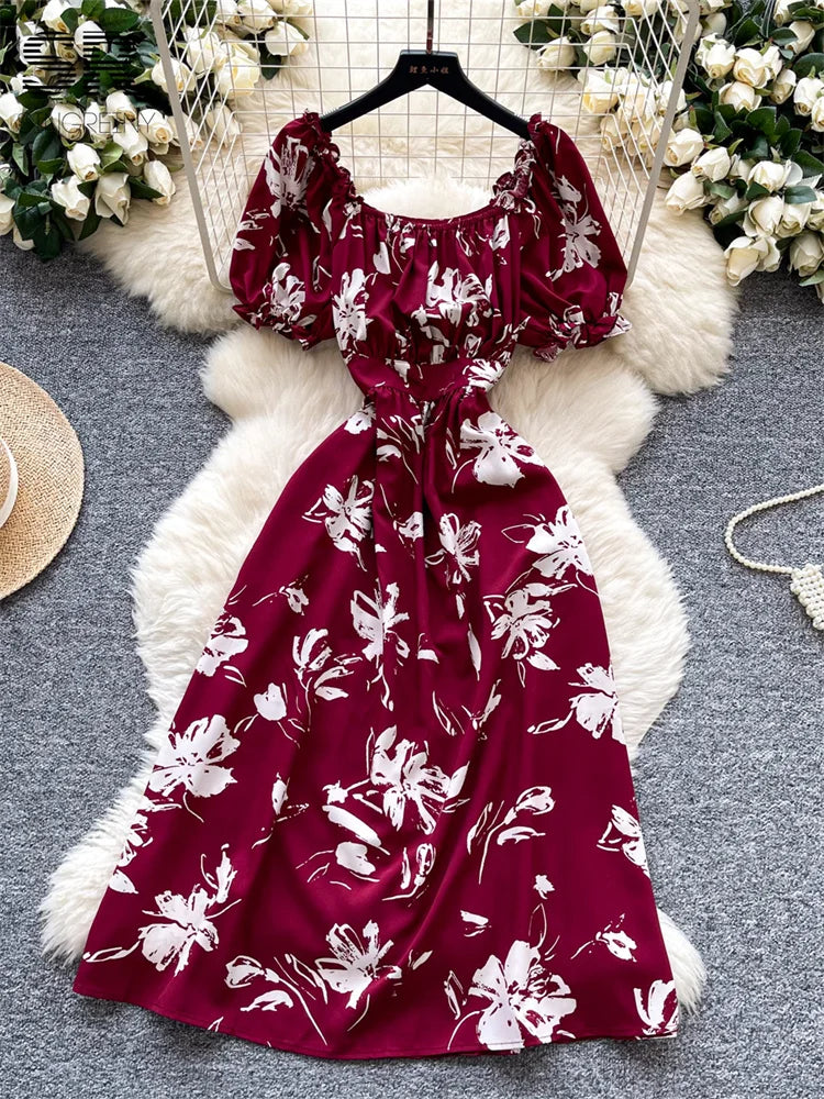 Vacation Print Party Dress
