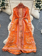 Pleated Art Print Dress