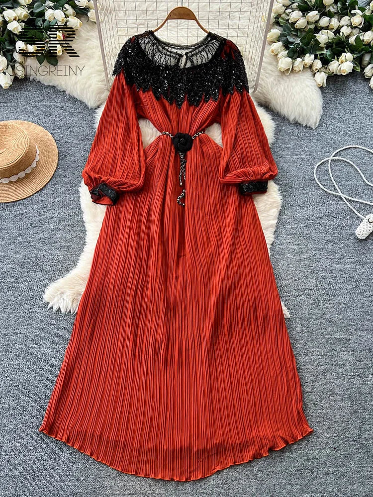 Sequins Pleated Beading Dress