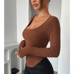 Autumn Women's Long Sleeve T-Shirts Crop Tops