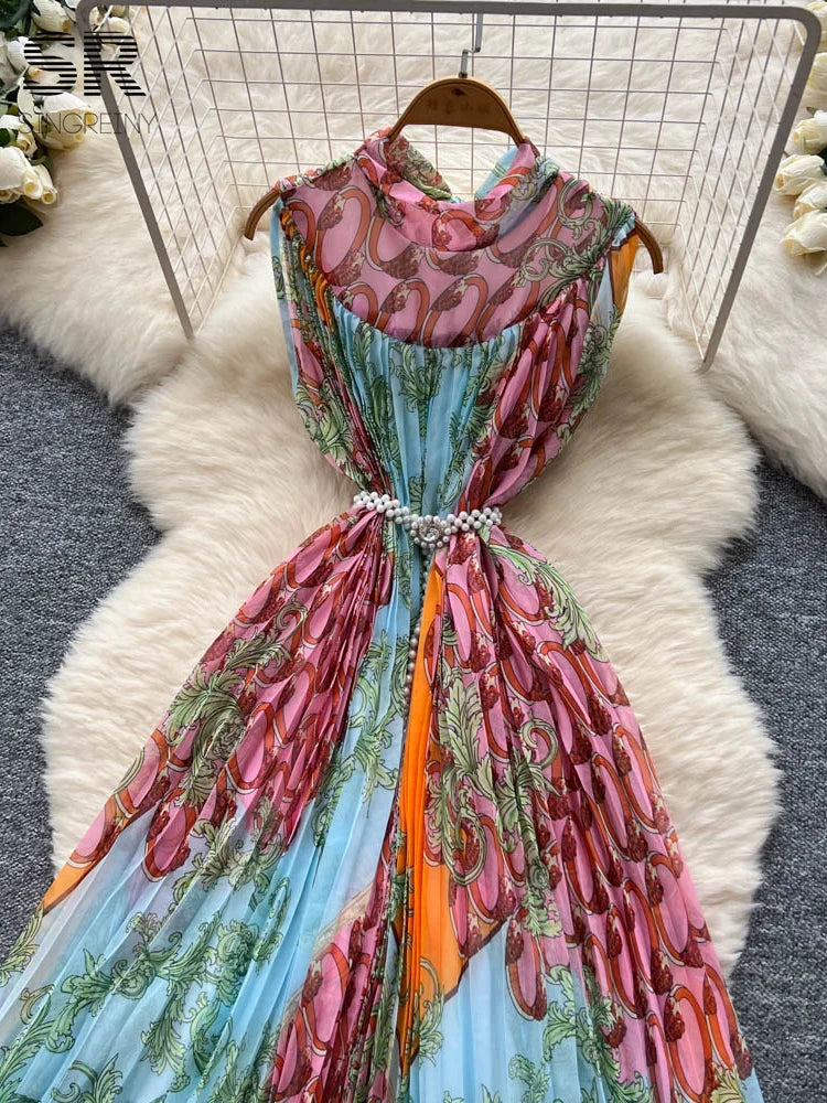 Vintage Print Loose Dress