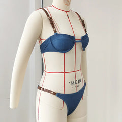 Sexy Blue Imitation Denim Bikini Set