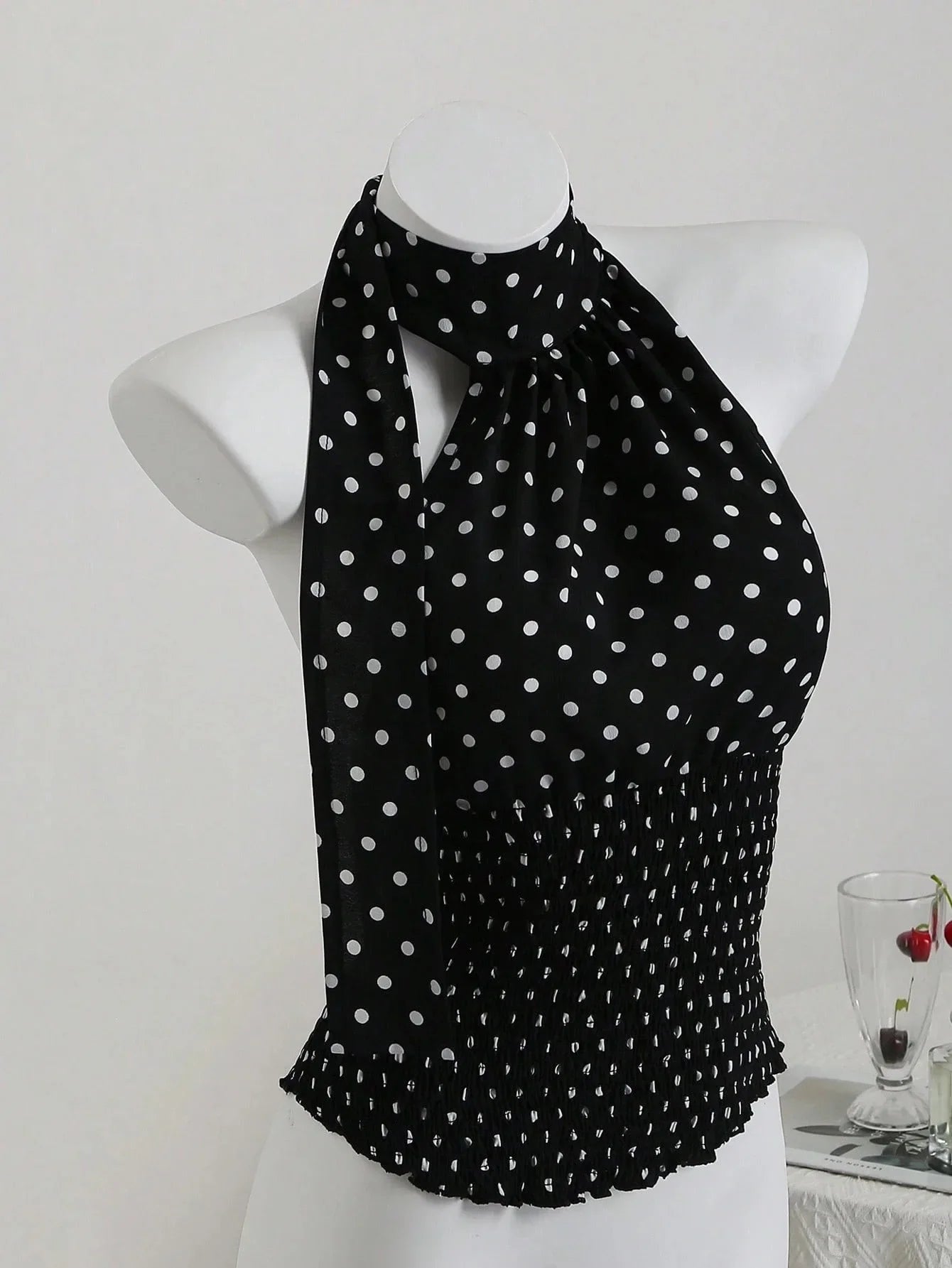 Polka Dot Halter Tie Top