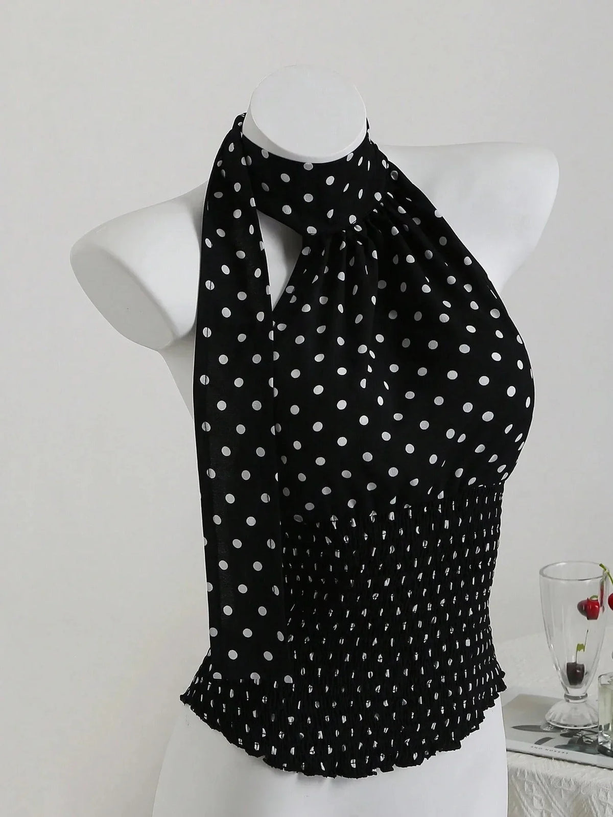 Polka Dot Halter Tie Top
