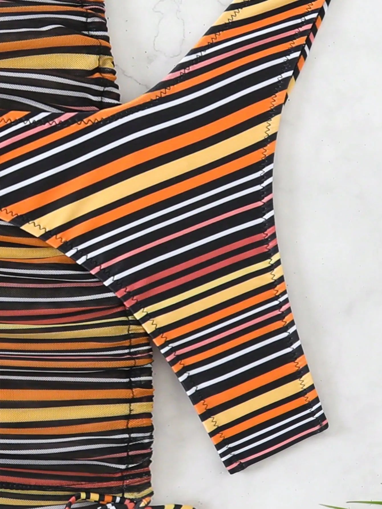 Sexy Coffee Striped Bikini Set