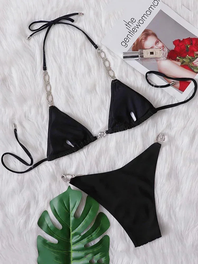 Shiny Sequins Rhinestone Bikini