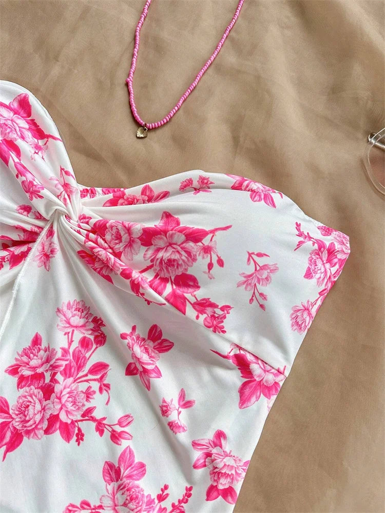 Floral Print Twist Knot Crop Top