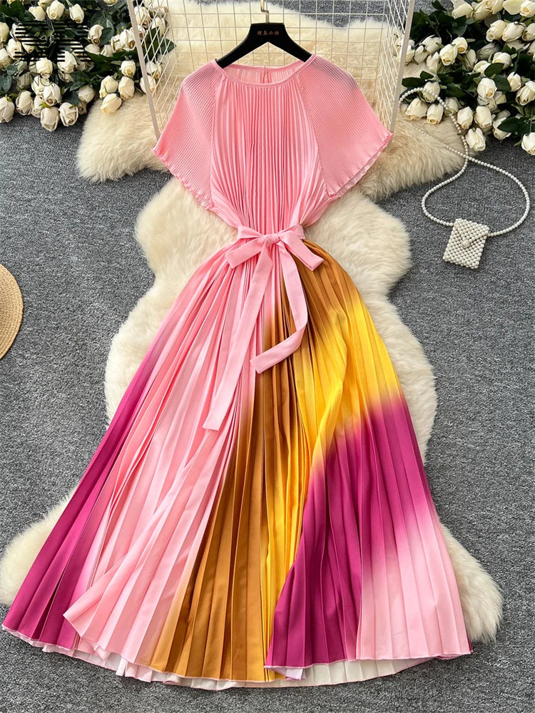 Gradient Pleated Dress