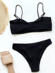 Green Black Push Up Pleate Swimsuit
