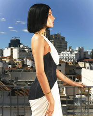 Luxury Halter V-Neck White Maxi Dress