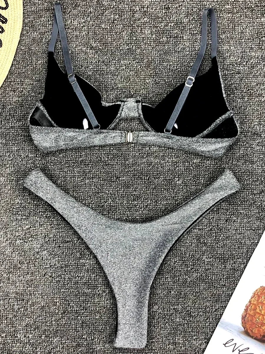 Glitter Sparkling Underwired V-Bar Bikini