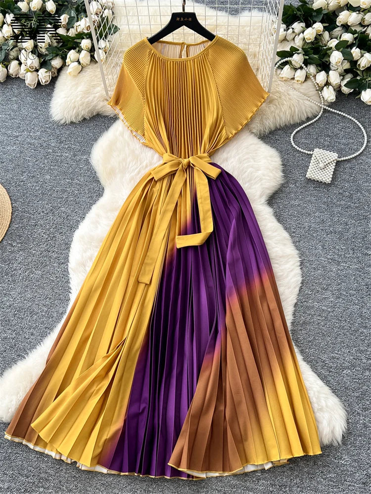 Gradient Pleated Dress