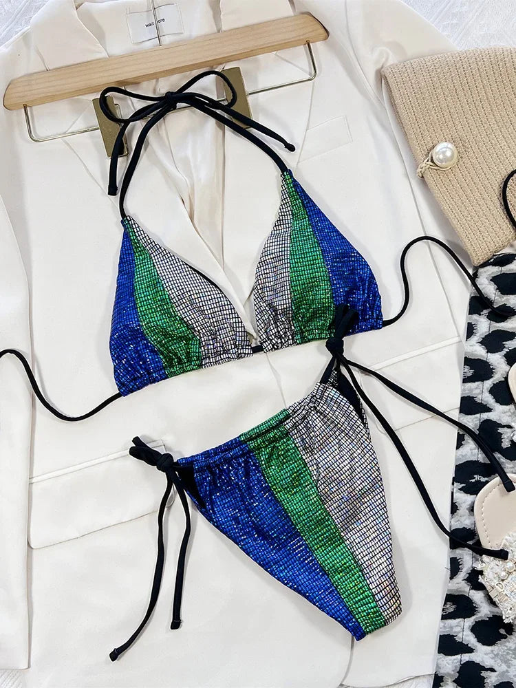 Splicing Leopard Mini Micro String Bikini