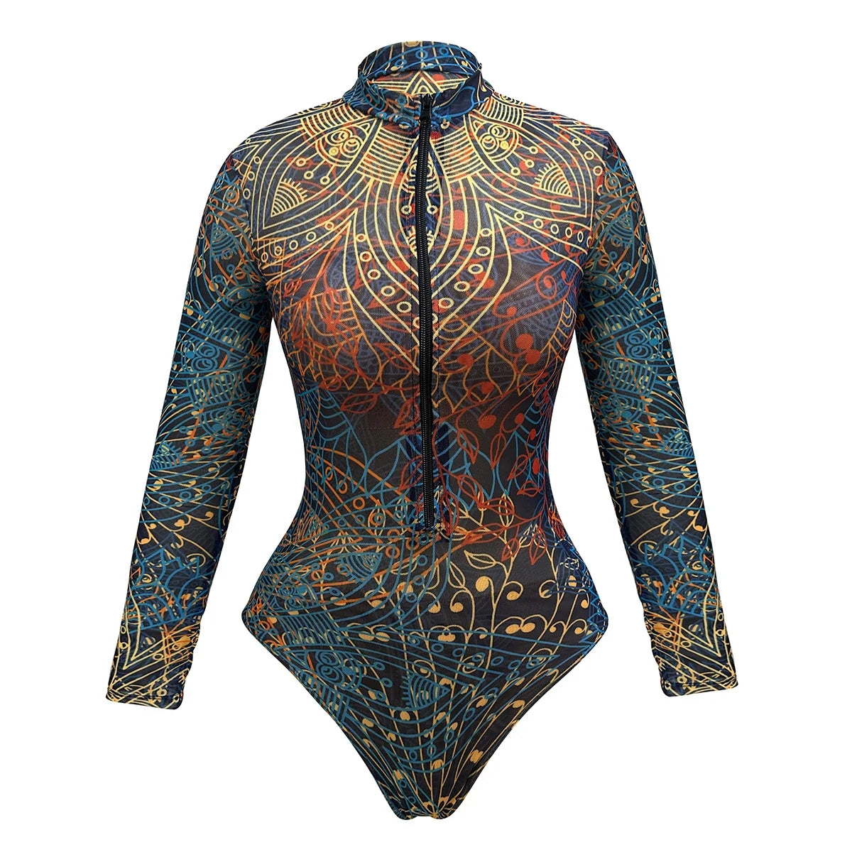 Vintage Leaves Print SPF Sunscreen Pants Swimwear Sets Women Long Sleeve Zipper Bathing Suit Sun Protect One Piece Swimsuit