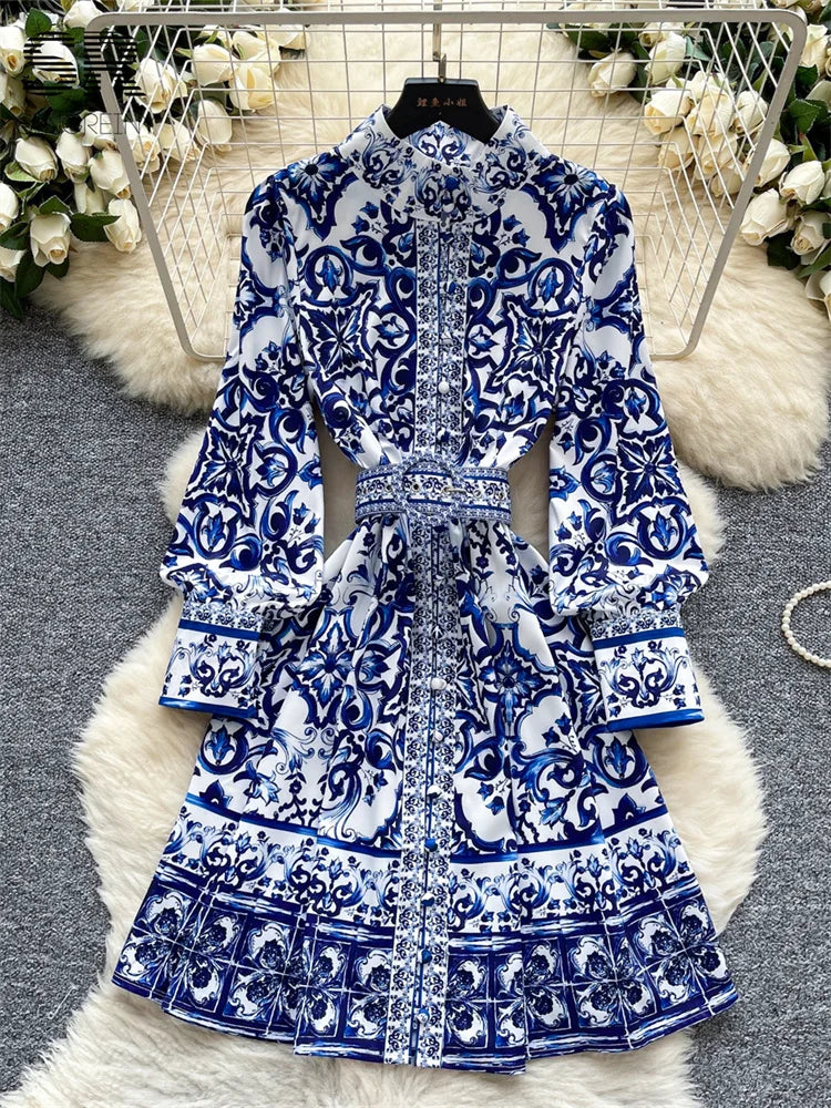 Vintage Court Print Midi Dress