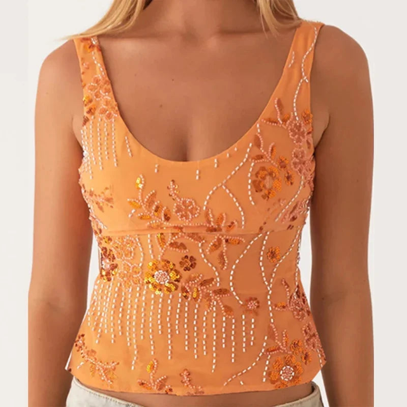Boho Beaded Embellished Tank Tops